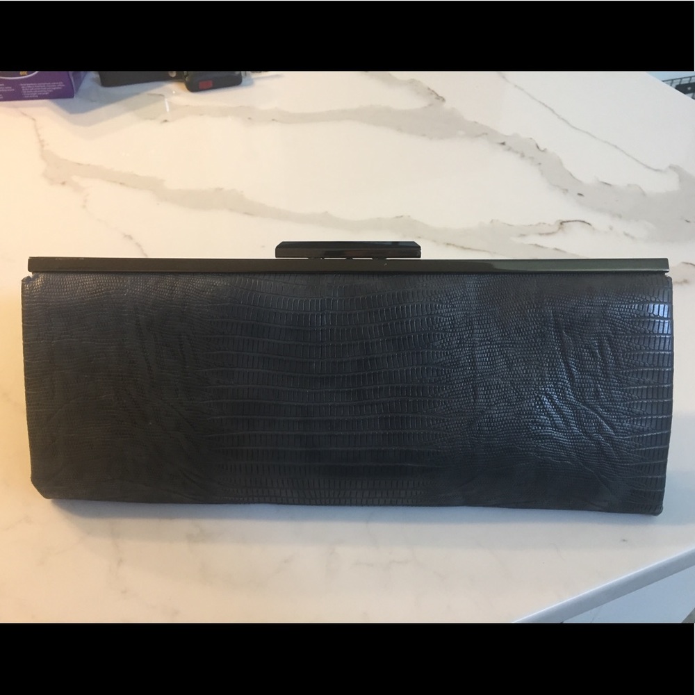 NWT Grey Snakeskin Clutch